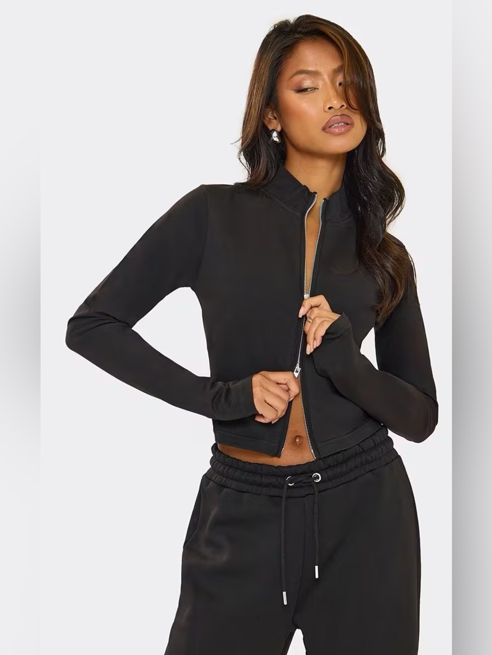 Black Double Zip Long Sleeve